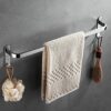 towel shelf Stainless steel Towel rack single towel holder no drilling with hook self adhesive wall mounted for toilet bathroom-50cm