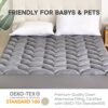 SONIVE Quilted Mattress Pad with NANOtex-Additive Ultra Fluffy Soft Topper Breathable Noiseless cooling Fitted Mattress Protector with Premuim Al