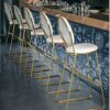 DINGZZ Minimalist Kitchen Bar Height Stools, Height117CM, Synthetic Leather (Color : Wit)