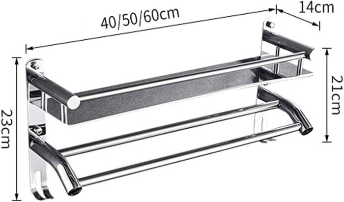 Towel Rail Bathroom Wall Mounted 304 Stainless Steel Towel Rack Holder With Towel Bar Storage Shelf Hook Rack For Bathroom Hotel Kitchen(Size : 4