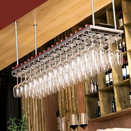KEppd Wine Racks | Metal Iron Upside Down Wine Cup Rack | Ceiling Wall Mount Hanging Goblet Stemware Racks | Furniture Decoration Application, Si