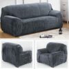Teynewer Thick Velvet Sofa Covers 1 2 3 4 Seater High Stretch Non-Slip Couch Cover Furniture Protector Plush Sofa Slipcovers with 1 pillowcase fo