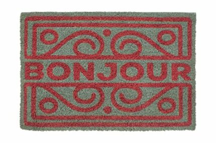Premier Housewares Bonjour Doormat, Red/Grey, Coir, PVC, 40 x 60 x 2 cm