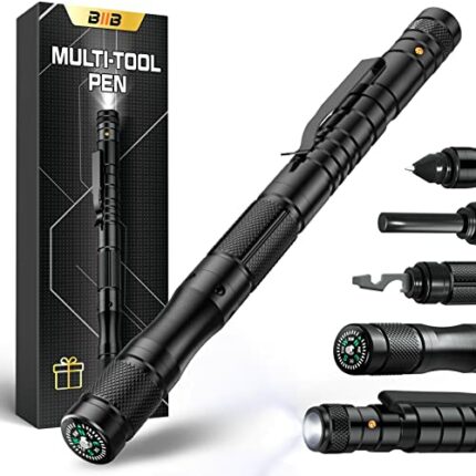 BIIB Gifts for Men, Multi Tool Pen with LED, Mens Gifts for Dad Gadgets for Men Camping Accessories, Birthday Gifts for Men Who Have Everything,