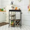 BHVXW Serving Cart Metal Frame Rolling 4-Tier Kitchen Bar Cart Rolling Wine Rack Removable Tray Basket