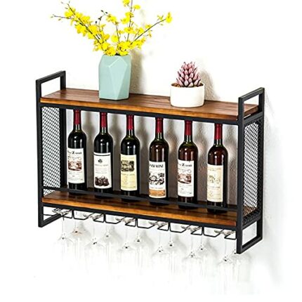 EYLINK Ceiling Shelf Hanging Wall Mounted Wine Racks Loft Industrial Style Wrought Iron Wine Rack, Wall-Mounted Creative Wine Cabinet, Wall Hangi