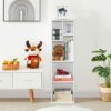 VECELO 4-Tier Bookcase, Modern Storage Cabinet with Height Difference Shelves for Standard Textbooks, 5 Cubes, Vertical or Horizontal, Easy Assem