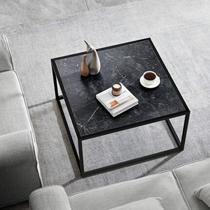 SAYGOER Black Coffee Table Small Square Coffee Tables Simple Modern Center Table for Living Room Home Office 27.6 * 27.6 * 15.7Inch, Easy Assembl