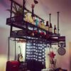 OUSIKA Wine Racks,Wine Lovers/Hanging Wine Rack Bar Retro Hanging Wine Glass Rack Goblet Holder Inverted Wine Bottle Rack Floating Wine Shelf Wal