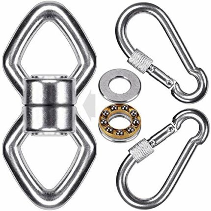 BeneLabel Heavy Duty Swing Hook Swing Swivel Hammock Bracket with 2 Carabiners, 350kg Capacity Hanging Chair Hammock Hanger with 2 Bearing for Ae
