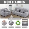 Yeahmart Thick Sofa Covers 1/2/3 Seater Pure Color Sofa Protector Velvet Easy Fit Elastic Fabric Stretch Couch Slipcover (Silver Grey, 3 Seater 1