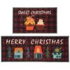 Beyond Your Thoughts Halloween Kitchen Rug Mat Set 2023 New Non Slip Decorative Skeleton Black White Soft Floor Mat for Kitchen Bedroom Indoor Ha