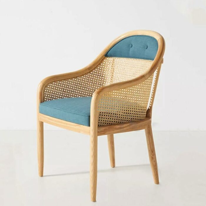 WALNUT Office Kitchen Arm Dining Chair Rattan Outdoor Restaurant Ergonomic Chair Wooden Party Furniture