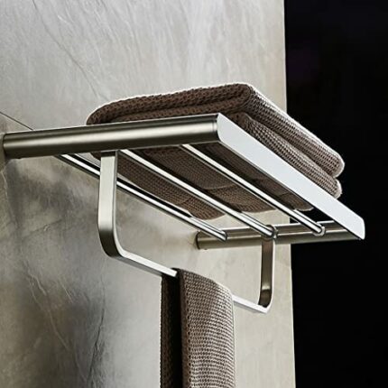 HIGOH Towel Racks,Bathroom Towel Rack Wall Mounted Towel Holder,Bathroom 304 Brushed Bath Towel Rack,Stainless Steel Double-Layer Towel Holder,To
