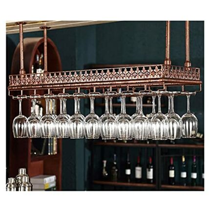 EYLINK Wine Racks,Ceiling Mounted and Glass Holder, Metal Industrial Shelf Storage for Wall, Hanging Wine Glass Rack Holder for Bar Home Café