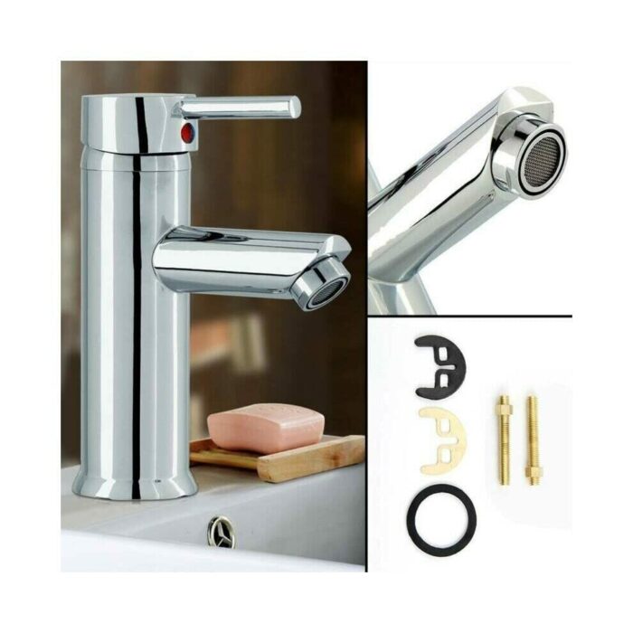 Single Lever Sink Tap - Mixer Tap Without Waste- Bathroom Sink Faucet - Stainless Steel Faucet with Hoses for Washroom - Cloakroom