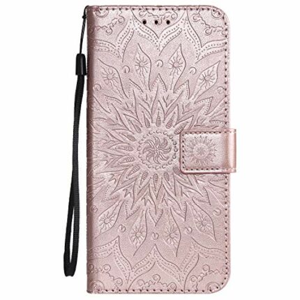 Samsung Galaxy A32 5G Case, Shockproof PU Leather Flip Notebook Wallet Cover Embossed Sunflower with Magnetic Stand Folio Soft TPU Bumper Shockpr
