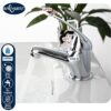 Basin Mixer Tap with Pop Up Waste, BATHWEST Classic Brass Chrome Monobloc Bathroom Sink Taps with Sink Plug, Single Lever Morden Basin Taps with