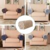 Sxspace 1 pair Stretch Armrest Covers Soft Sofa Armrest Covers Jacquard Spandex Arm Covers, Furniture Protector Covers Washable (Apricot)