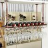 Wine racks Home/Bar Retro with Stemware Holder | Wall Mounted Hanging Metal Wine Bottle Stand | Vintage Industrial Wine Glasses Shelf, Adjustable