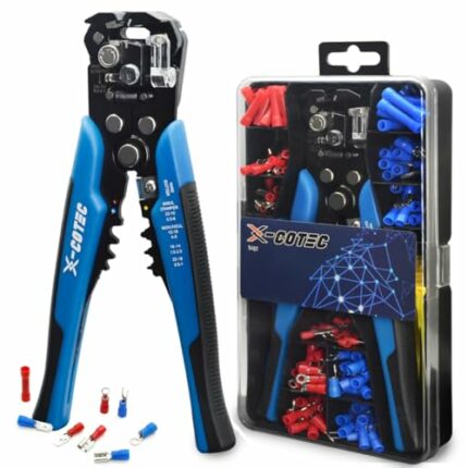 X-COTEC Wire Stripper Automatic with 260PCS Terminals, 3-in-1 Cable Stripper, Wire Strippers, Terminal Crimper, Professional Electrician Wire Str