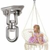 WAREMAID Heavy Duty 360° Swivel Swing Hangers, Stainless Steel Swing Hook for Ceiling Wooden Porch Swing Hanging kit Playground Gym Rope Boxing B