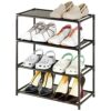 Vockot Small Shoe Rack 6-8 Pairs Sturdy Shoe Shelf 4-Tiers Narrow Stackable Shoe Organizer,Lightweight Kids Shoe Racks for Entryway, Doorway and