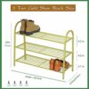 Urban Iron Metal Gold Shoe Rack,Premium Large 3 Tier Shoe Stand,Free Standing Shoe Organizer for Bedroom,Closet,Entryway,Apartment