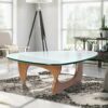 AVFORA HUANGXING - Modern And Stylish Large Round Solid Wood And Transparent Glass Dining Table