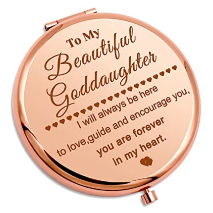 Goddaughter Gifts from Godmother Compact Mirror Christian Gift Inspirational Birthday Gift for Her to My Goddaughter Gifts Pocket Makeup Mirror W