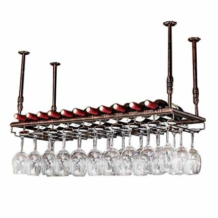 Ceiling Simple Retro Metal Iron Wine Rack Creative Display Stylish Simplicity Goblet Holder Wine Glass Holder Adjustable Height Restaurant Kitche