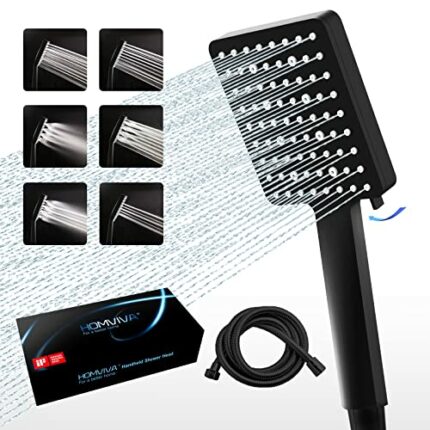 HOMVIVA® High Pressure Shower Head and Hose Set 1.8M, Universal Large Power Handheld Shower Head for Bath with 6 Spray Modes for Low Water Pressu