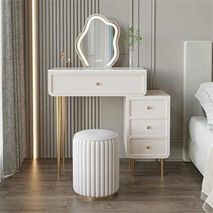 DINGZZ Pine Slate Dressing Table Solid Wood Vanity Bedroom Light Combination Storage Cabinet