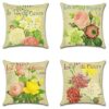 Artscope Set of 4 Decorative Cushion Covers 45x45cm, Tropical Plants Waterproof Throw Pillow Covers, Perfect to Outdoor Patio Garden Bench Living