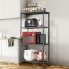Ambitelligence Kitchen Bakers Rack, Heavy Duty Bakers Rack 4-Tier Free Standing Kitchen Storage Shelf Rack Hight Adjustable with Wheels & Feet, I
