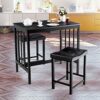 WALNUT 3 Pieces Counter Height Dining Table And 2 Backless Stools Kitchen Bar Furniture