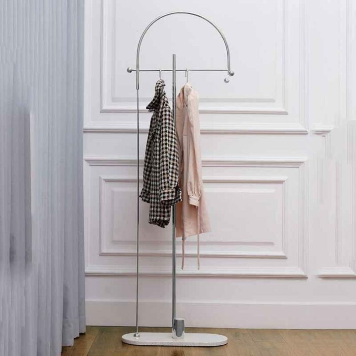 QUANJJ Standing Hanger Garment Floor Coat Rack Clothing Entrance Hall Foot Coat Rack Jackets Metal Furniture (Color : Argento, Size : 56 * 24 * 1