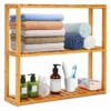 3-Tier Bamboo Bathroom Shelf, Multifunctional Wall Mount Storage Rack Unit, Adjustable Bookcase Layer Rack Free Standing Toilet Utility Shelves,
