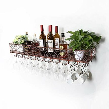 Wall-Mounted Wine Rack Glass Wine Glass Holder Vintage Wrought Iron Wine Rack Household Goblet Holder - Restaurant Kitchen Bar Decoration Storage