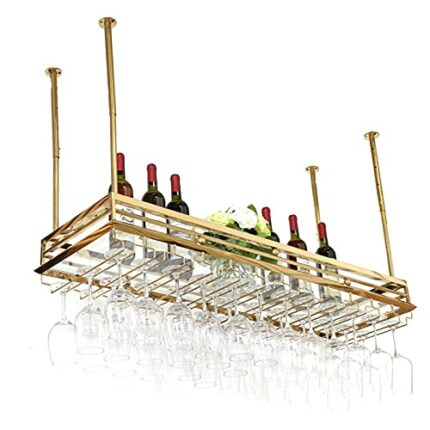 KEppd Wine Rack Wall Mounted - Wine Rack Display Shelves, Metal Ceiling Bottle Rack, Vintage Display Wine Storage Holder for Under Cabinet, Kitch