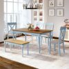 DINGZZ 6 Piece Wooden Kitchen Dining Table Set With 1 Bench And 4 Upholstered Chairs, Light Green