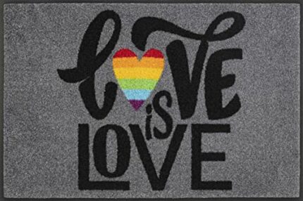 wash+dry Doormat with Love is Love Design 50 x 75 cm Washable Inside and Outside
