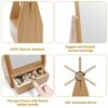 Bamboo Vanity Makeup Mirror with Storage, 1X/3X Magnification Double Sided 360 Drgree Swivel Mirror, Natural Bamboo Frame & Bracket, Table Desk C