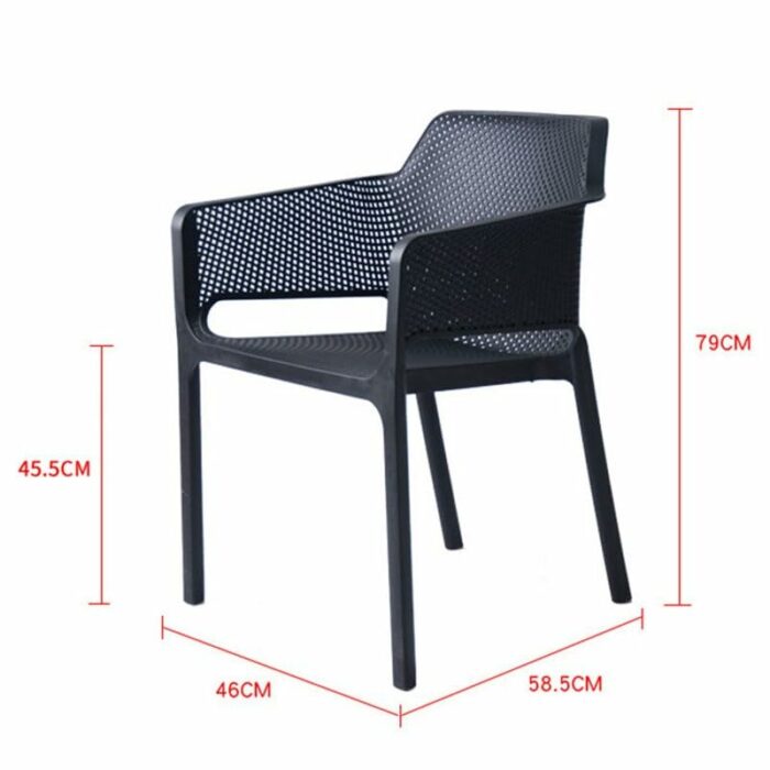 LUKEO Plastic Chairs For Kitchen Adult Backrest Armrest Furniture Dining Chair PP Hollow Living Room Chair (Color : D, Size : Light Grey)