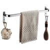 towel shelf Stainless steel Towel rack single towel holder no drilling with hook self adhesive wall mounted for toilet bathroom-50cm