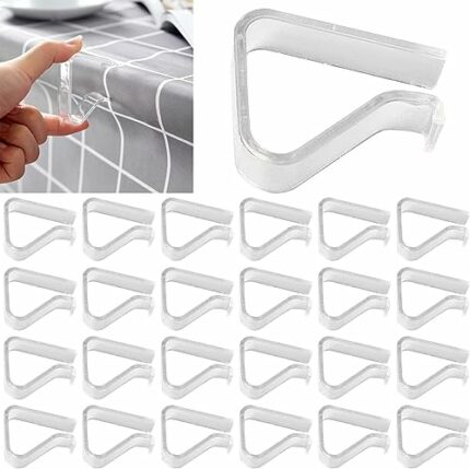 24 Pieces Transparent Clear Tablecloth Clips, Plastic Table Cloth Clips，Windproof Table Cover Holder Clamps，Table Cloth Holder for Christmas Home