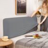 Caijin Bed Headboard Cover, Stretch Bed Headboard Slipcover, Dustproof Cover Padded Bedroom Headboard, Small Square Jacquard Fabric (Light Grey,