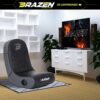 BraZen Predator 2.0 Surround Sound Floor Rocker Speaker Gaming Chair for kids, children in black and grey