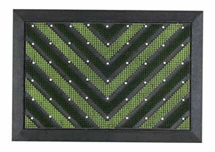 Dandy by William Armes, Chevron Doormat Outdoor Non-Slip Scraper Mat, Green/Grey, 65 x 45