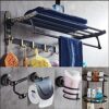 VERDDE Black and Gold Carved Bathroom Accessories Set Aluminum Bath Hardware Sets Towel Rack,Paper Holder Toilet Brush Holder Towel Bar